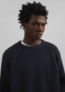 Men The Frankie Shop Blue Knitwear Carter Crew Neck Sweater - Navy - Image 2