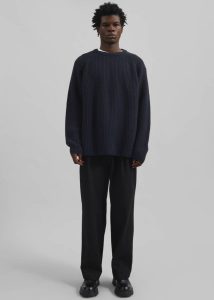 Men The Frankie Shop Blue Knitwear Carter Crew Neck Sweater - Navy - Image 3