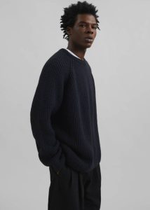 Men The Frankie Shop Blue Knitwear Carter Crew Neck Sweater - Navy - Image 4