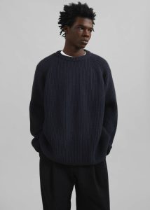 Men The Frankie Shop Blue Knitwear Carter Crew Neck Sweater - Navy - Image 5