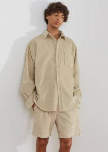Men The Frankie Shop Bottoms Beige Camden Corduroy Shorts - Cream - Image 2