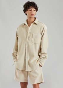 Men The Frankie Shop Bottoms Beige Camden Corduroy Shorts - Cream - Image 4