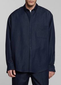Men Tops Mason Button Up Shirt - Indigo The Frankie Shop Blue - Image 2