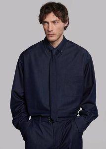 Men Tops Mason Button Up Shirt - Indigo The Frankie Shop Blue - Image 3