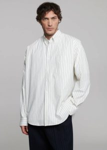 Men Tops The Frankie Shop Multi Sinclair Poplin Shirt - White/Black Stripe - Image 2