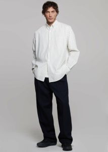 Men Tops The Frankie Shop Multi Sinclair Poplin Shirt - White/Black Stripe - Image 4