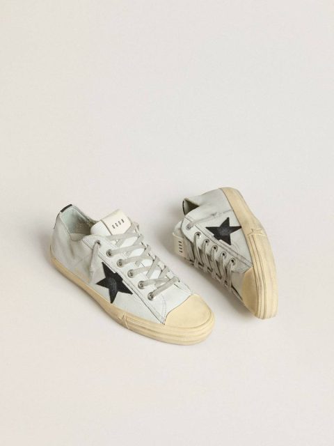 Men V-Star Golden Goose V-Star In Leather With Black Crocodile-Print Leather Star And Heel Tab White - Image 2