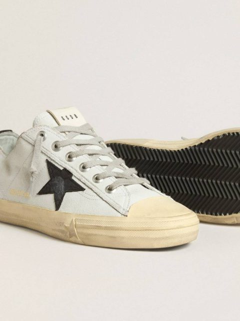 Men V-Star Golden Goose V-Star In Leather With Black Crocodile-Print Leather Star And Heel Tab White - Image 3