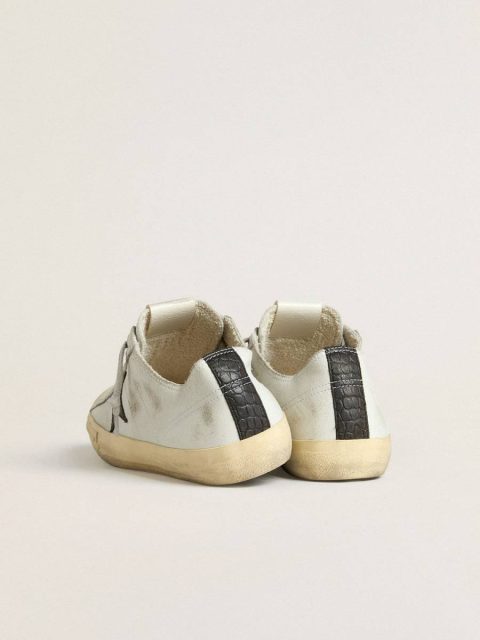 Men V-Star Golden Goose V-Star In Leather With Black Crocodile-Print Leather Star And Heel Tab White - Image 4