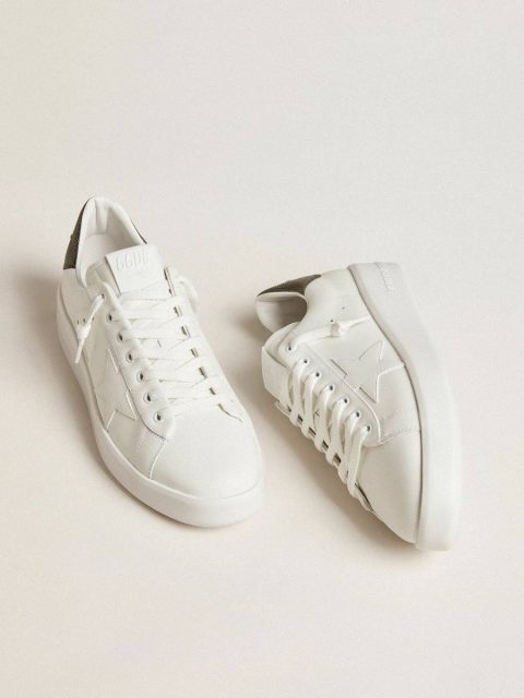 Men White Men's Purestar With White Leather Star And Dark Green Heel Tab Purestar Golden Goose - Image 2