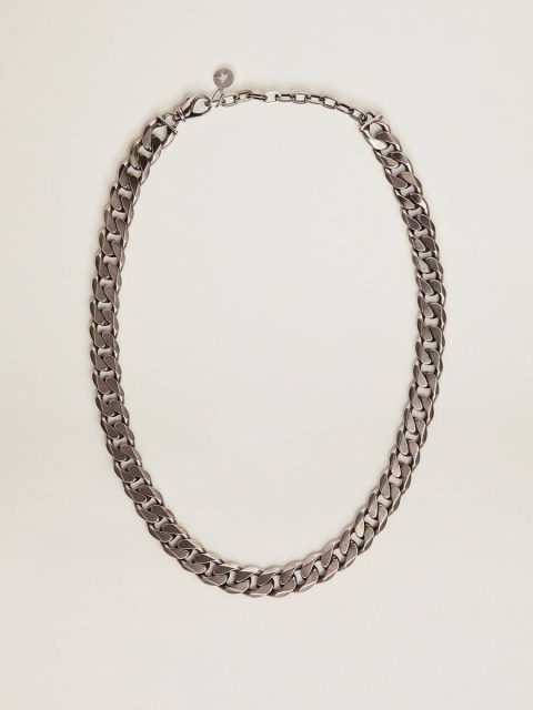 Men's Antique Silver-Colored Chain Necklace Jewelry Golden Goose Antique Silver Men