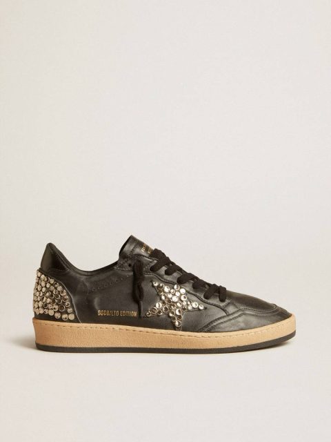 Men’s Ball Star Lab In Black Nappa With Studded Black Leather Star Golden Goose Men Ball Star