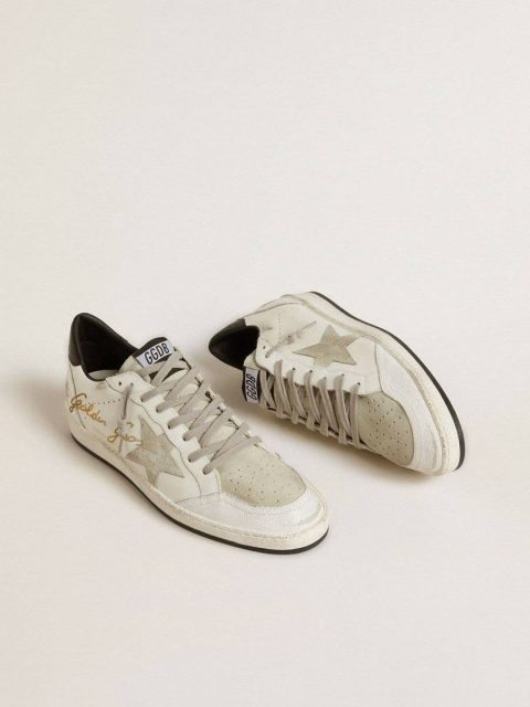 Men’s Ball Star Ltd With Suede Star And Textured Leather Heel Tab Golden Goose Ball Star White Men - Image 2