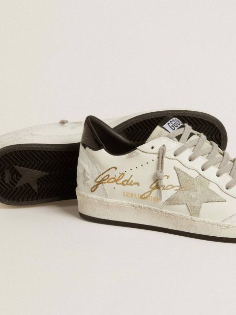 Men’s Ball Star Ltd With Suede Star And Textured Leather Heel Tab Golden Goose Ball Star White Men - Image 3