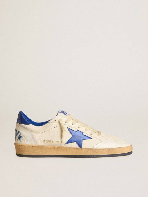 Men's Ball Star Wishes In White Nappa Leather With A Bright Blue Star And Heel Tab Men Golden Goose Ball Star - Image 2