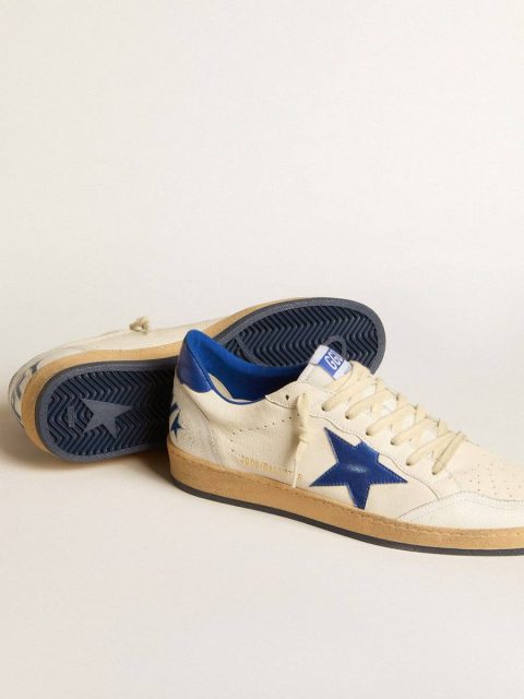 Men's Ball Star Wishes In White Nappa Leather With A Bright Blue Star And Heel Tab Men Golden Goose Ball Star - Image 4