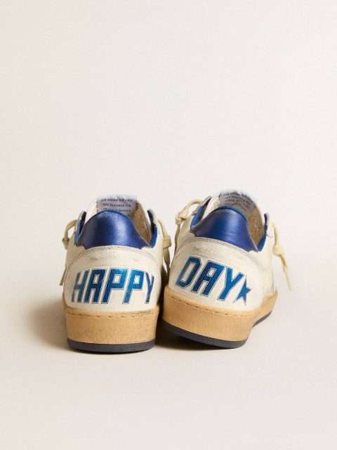 Men's Ball Star Wishes In White Nappa Leather With A Bright Blue Star And Heel Tab Men Golden Goose Ball Star