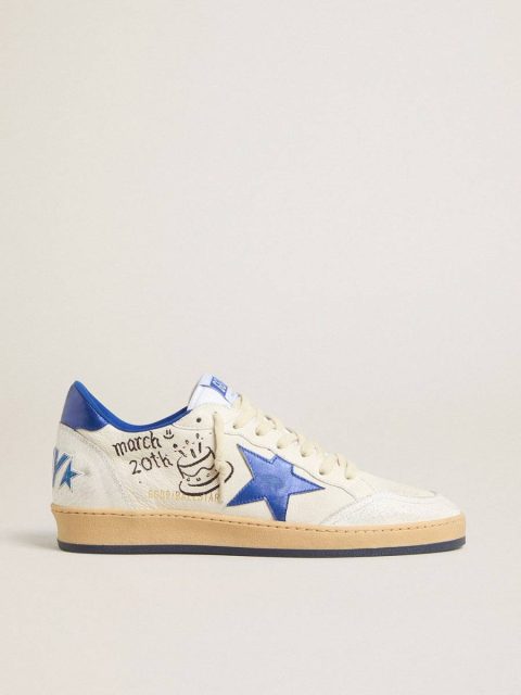 Men's Ball Star Wishes In White Nappa Leather With A Bright Blue Star And Heel Tab Men Golden Goose Ball Star - Image 5