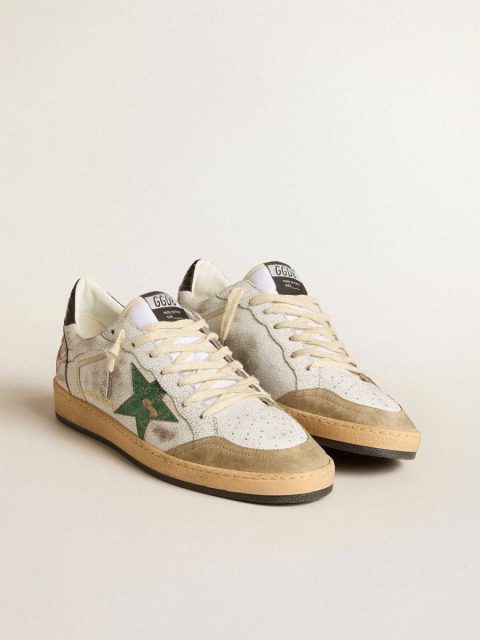 Men's Ball Star With Metallic Leather Star And Gray Leather Heel Tab Men Ball Star Golden Goose White - Image 2
