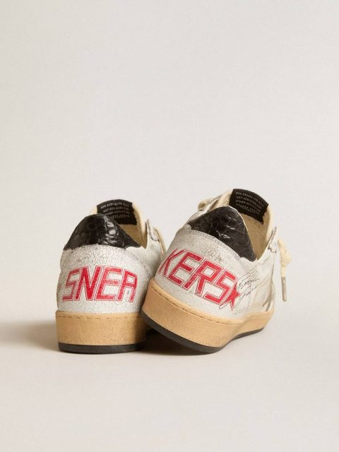 Men's Ball Star With Metallic Leather Star And Gray Leather Heel Tab Men Ball Star Golden Goose White - Image 4