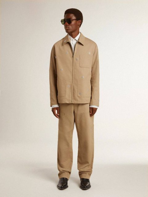 Men's Beige Pants With Patches Men Beige Golden Goose Jeans & Pants - Image 3