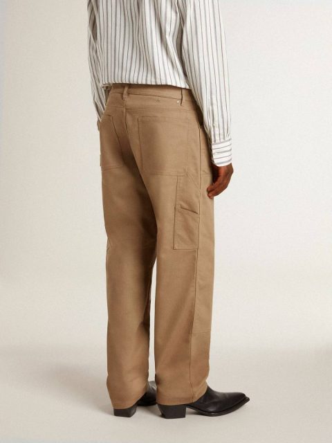 Men's Beige Pants With Patches Men Beige Golden Goose Jeans & Pants - Image 4