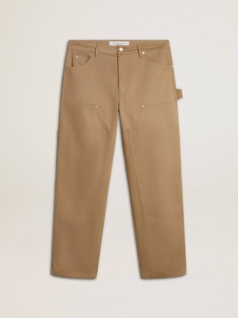 Men's Beige Pants With Patches Men Beige Golden Goose Jeans & Pants
