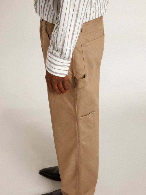 Men's Beige Pants With Patches Men Beige Golden Goose Jeans & Pants - Image 5