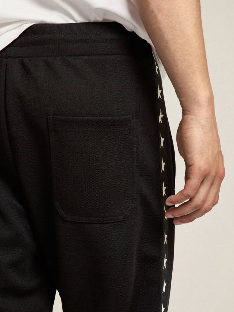Men's Black Joggers With White Stars On The Sides Black Golden Goose Men Jeans & Pants - Image 4