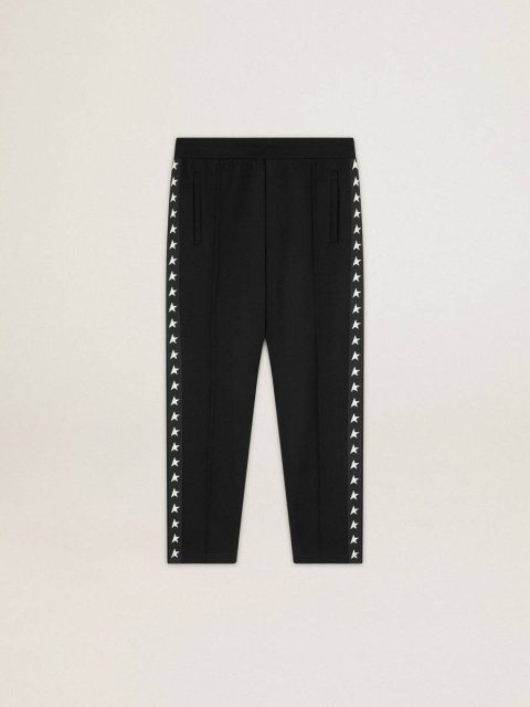 Men's Black Joggers With White Stars On The Sides Black Golden Goose Men Jeans & Pants