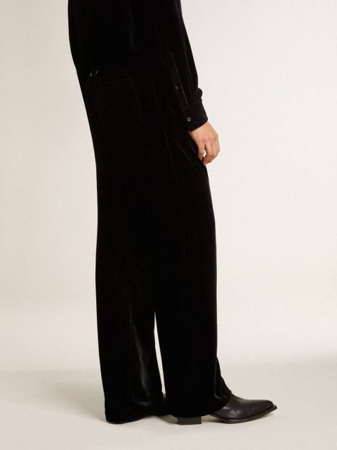 Men's Black Velvet Effect Pants Jeans & Pants Golden Goose Men Black - Image 4