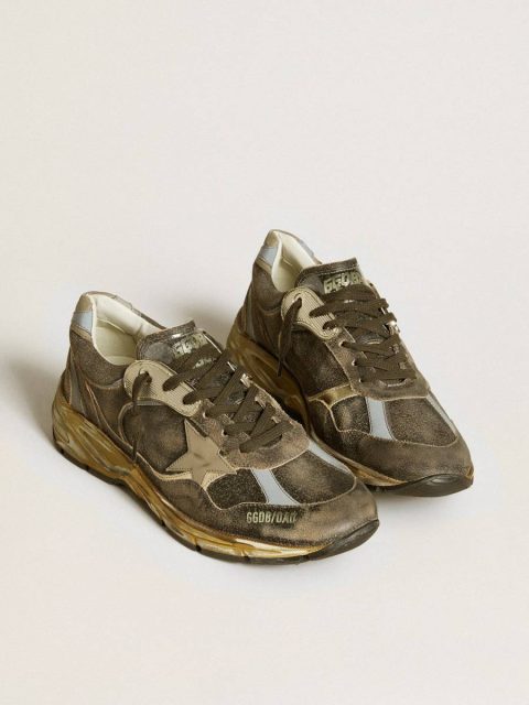 Men’s Dad-Star In Suede And Nylon With Khaki Leather Star And Heel Tab Golden Goose Men Dad-Star - Image 2
