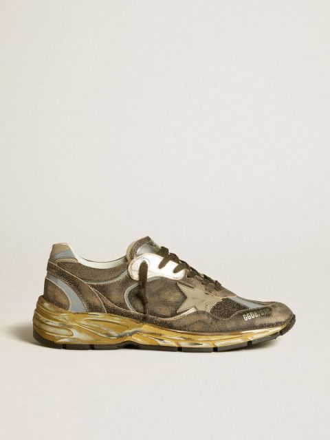 Men’s Dad-Star In Suede And Nylon With Khaki Leather Star And Heel Tab Golden Goose Men Dad-Star