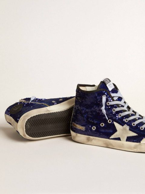Men's Francy Penstar In Blue Sequins With Ice-Gray Suede Star Francy Men Golden Goose - Image 3
