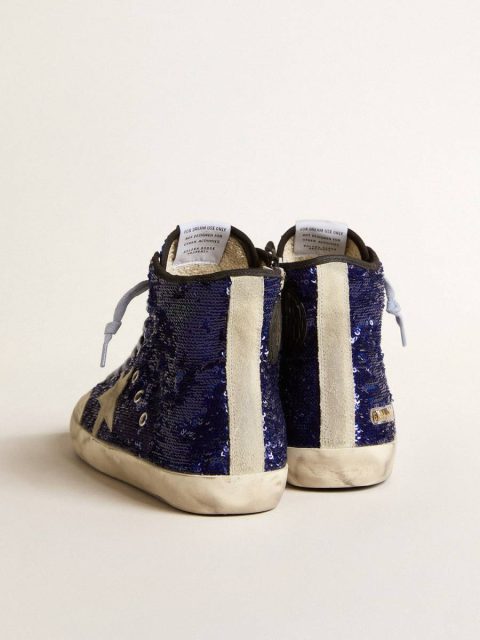 Men's Francy Penstar In Blue Sequins With Ice-Gray Suede Star Francy Men Golden Goose - Image 4