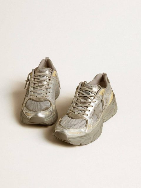 Men’s Lightstar In Metallic Leather And Silver Mesh With Gray Star Golden Goose Lightstar Men - Image 2