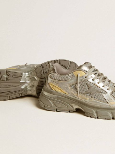 Men’s Lightstar In Metallic Leather And Silver Mesh With Gray Star Golden Goose Lightstar Men - Image 3