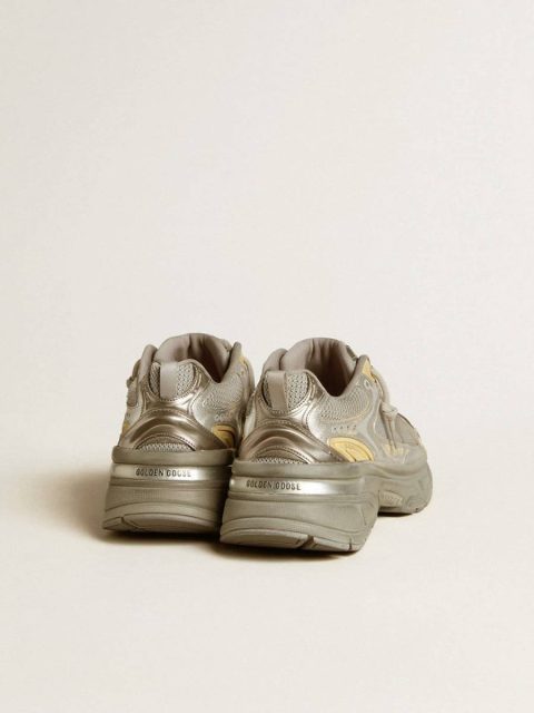 Men’s Lightstar In Metallic Leather And Silver Mesh With Gray Star Golden Goose Lightstar Men - Image 4
