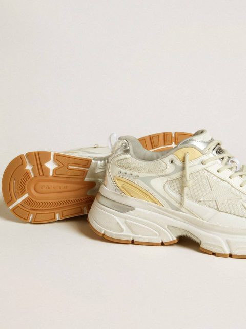Men’s Lightstar In White Leather And Mesh With Worn-White Star Men Lightstar Golden Goose - Image 3