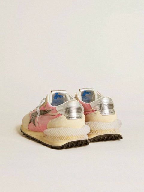Men's Marathon In Pink Nylon And Gold Suede With Black Printed Star Marathon Golden Goose Men - Image 4