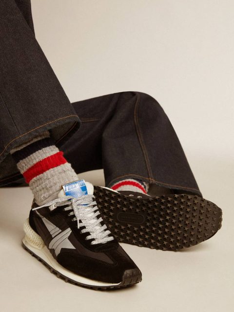 Men’s Marathon With Black Ripstop Nylon Upper And Silver Star Men Marathon Golden Goose - Image 3