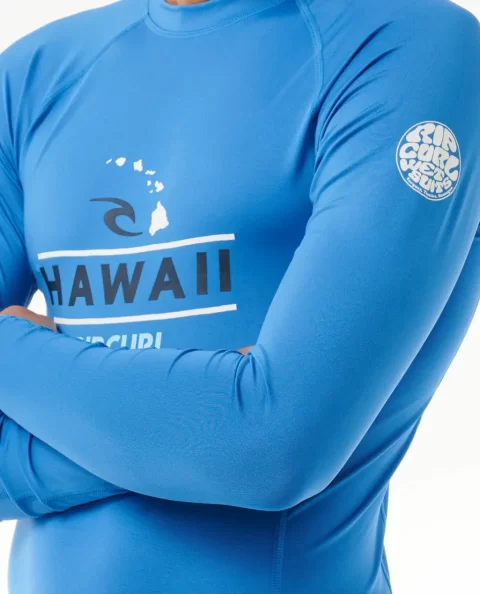 Mens Rash Guards Rip Curl Hawaii Upf50  Performance Long Sleeve Rash Guard - Image 4