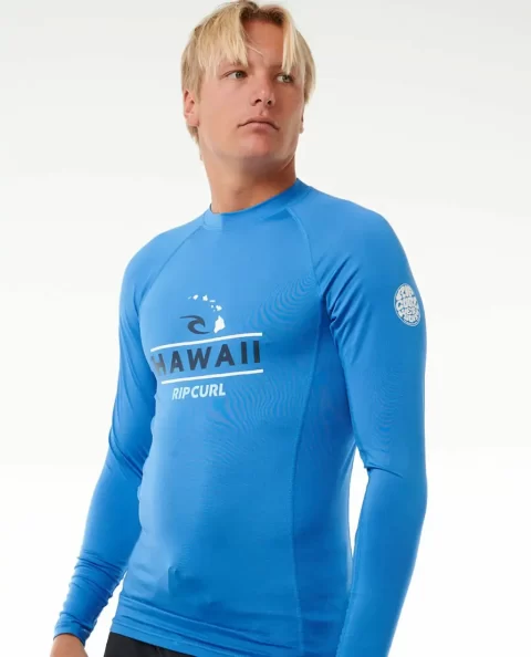 Mens Rash Guards Rip Curl Hawaii Upf50  Performance Long Sleeve Rash Guard