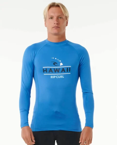Mens Rash Guards Rip Curl Hawaii Upf50  Performance Long Sleeve Rash Guard - Image 5