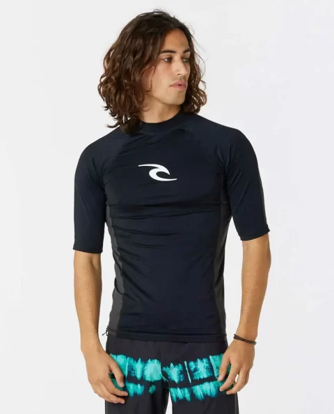 Mens Rash Guards Rip Curl Waves Uv Short Sleeve Rash Guard