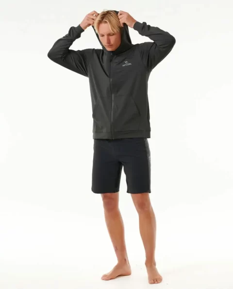 Mens Rash Guards Stack Upf50  Zip Through Hood Rash Guard Rip Curl - Image 4
