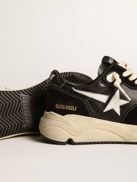 Men’s Running Sole In Black Nappa Leather And Suede With A White Star Running Sole Men Golden Goose - Image 3