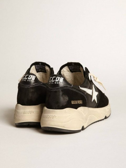 Men’s Running Sole In Black Nappa Leather And Suede With A White Star Running Sole Men Golden Goose - Image 4