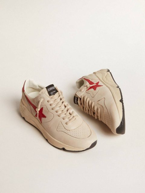 Men's Running Sole In Gray Nappa Leather With Red Nappa Leather Star And Heel Tab Running Sole Men Golden Goose - Image 2