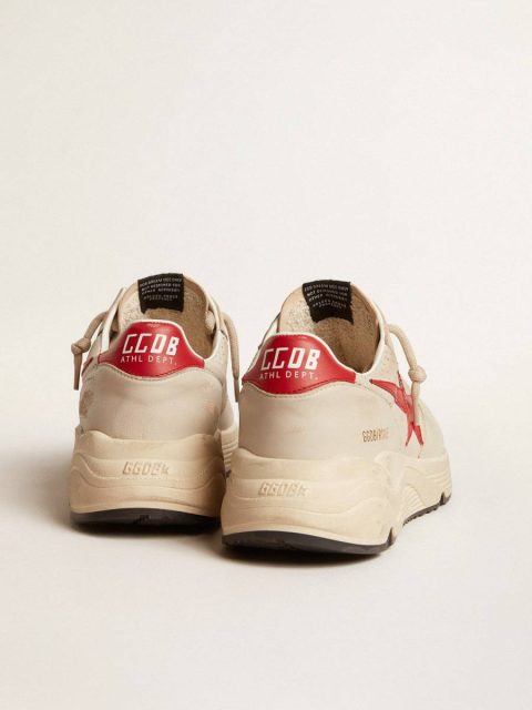 Men's Running Sole In Gray Nappa Leather With Red Nappa Leather Star And Heel Tab Running Sole Men Golden Goose - Image 4